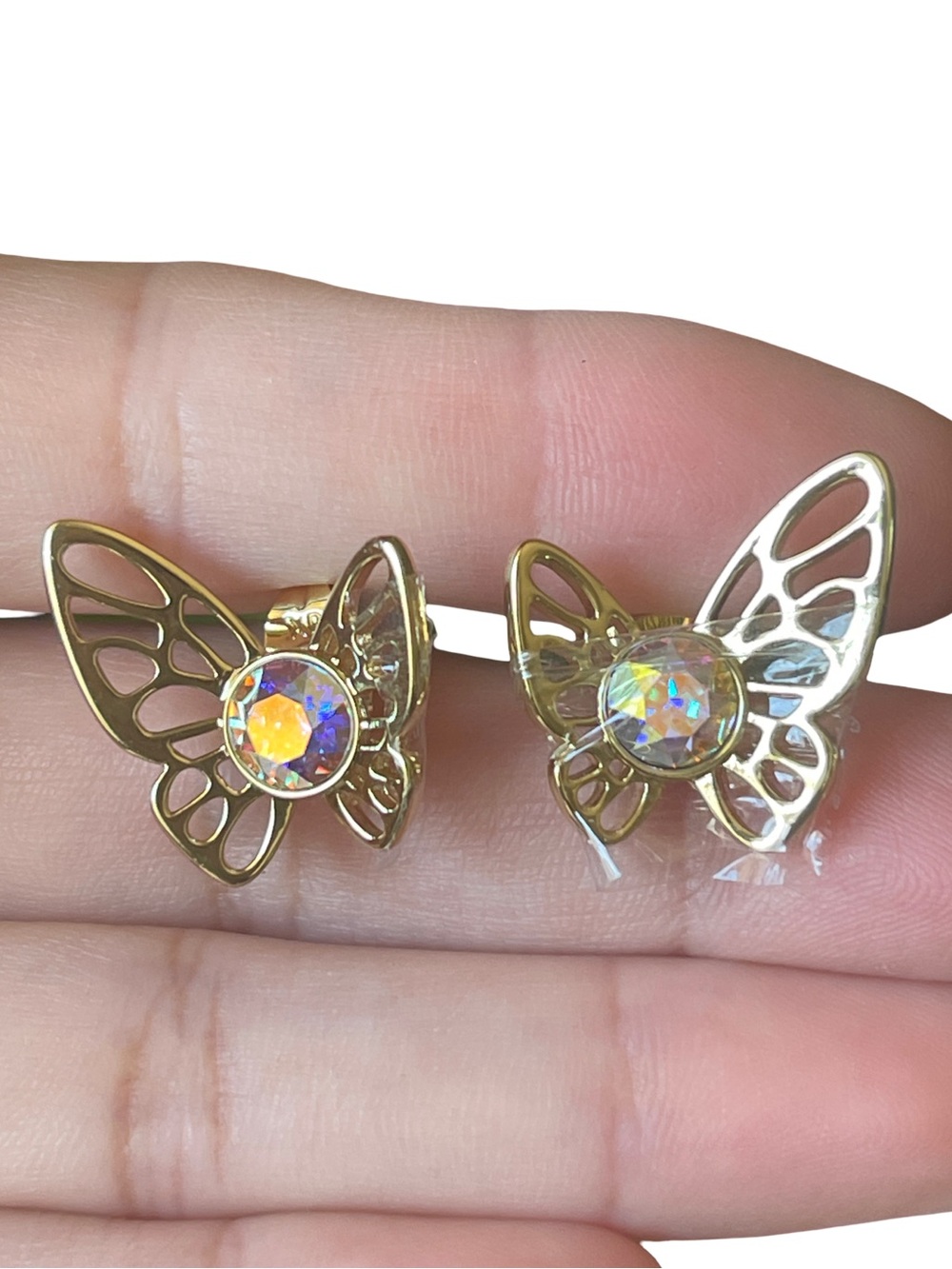 Swarovski Gold Butterfly Crystal Stud Earrings -